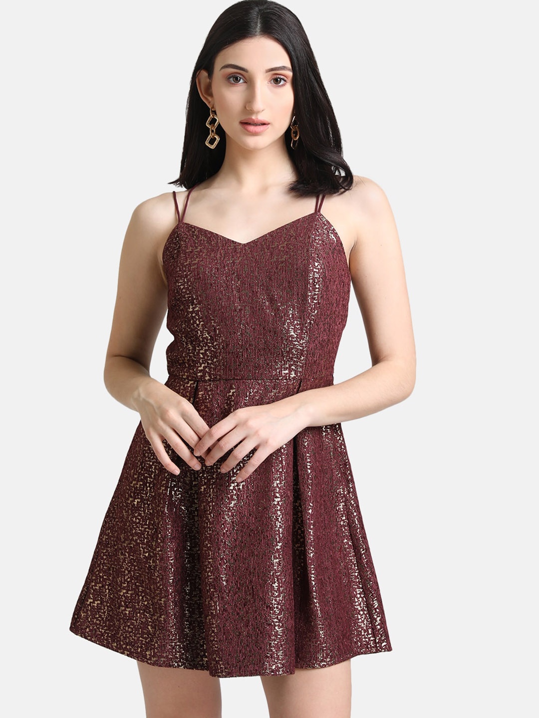 

Kazo Maroon Embellished Dress