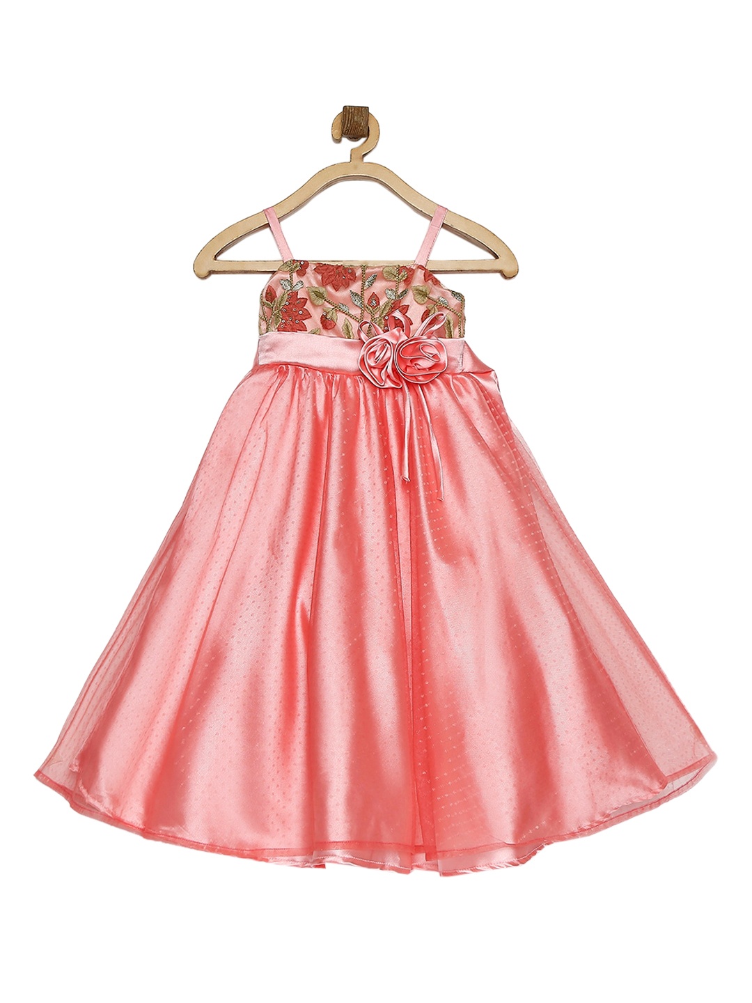 

MANY FROCKS & Girls Pink Satin A-Line Dress