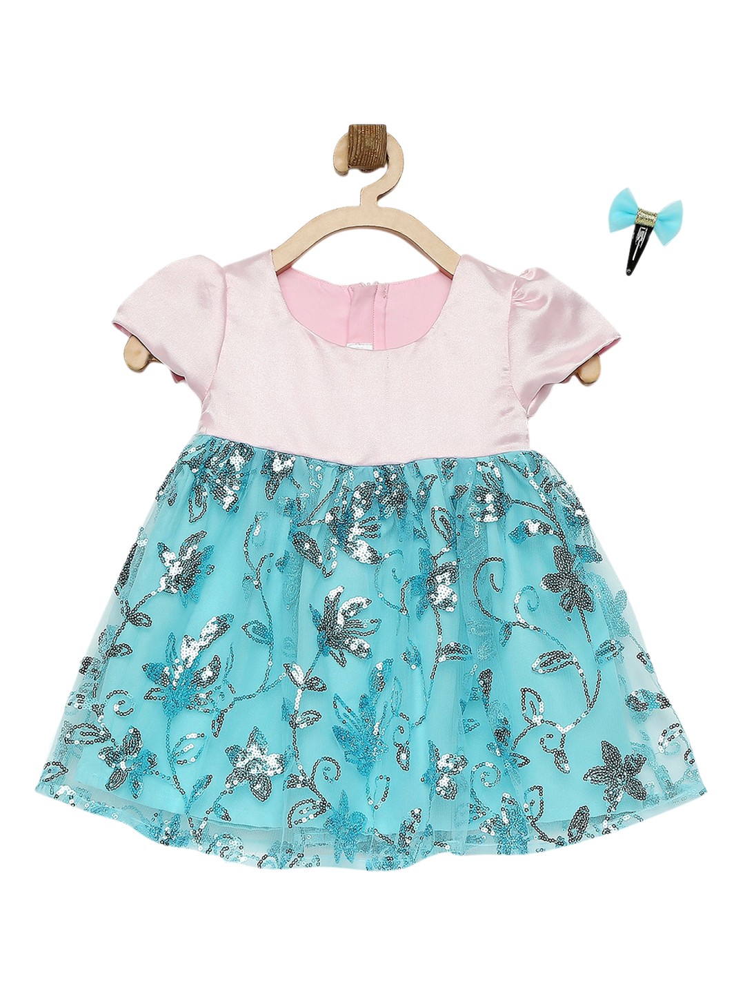 

MANY FROCKS & Girls Pink Floral Net Dress