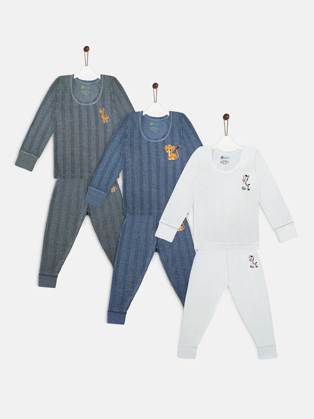 

YK Basics Kids Pack Of 3 Solid Thermal Set, White