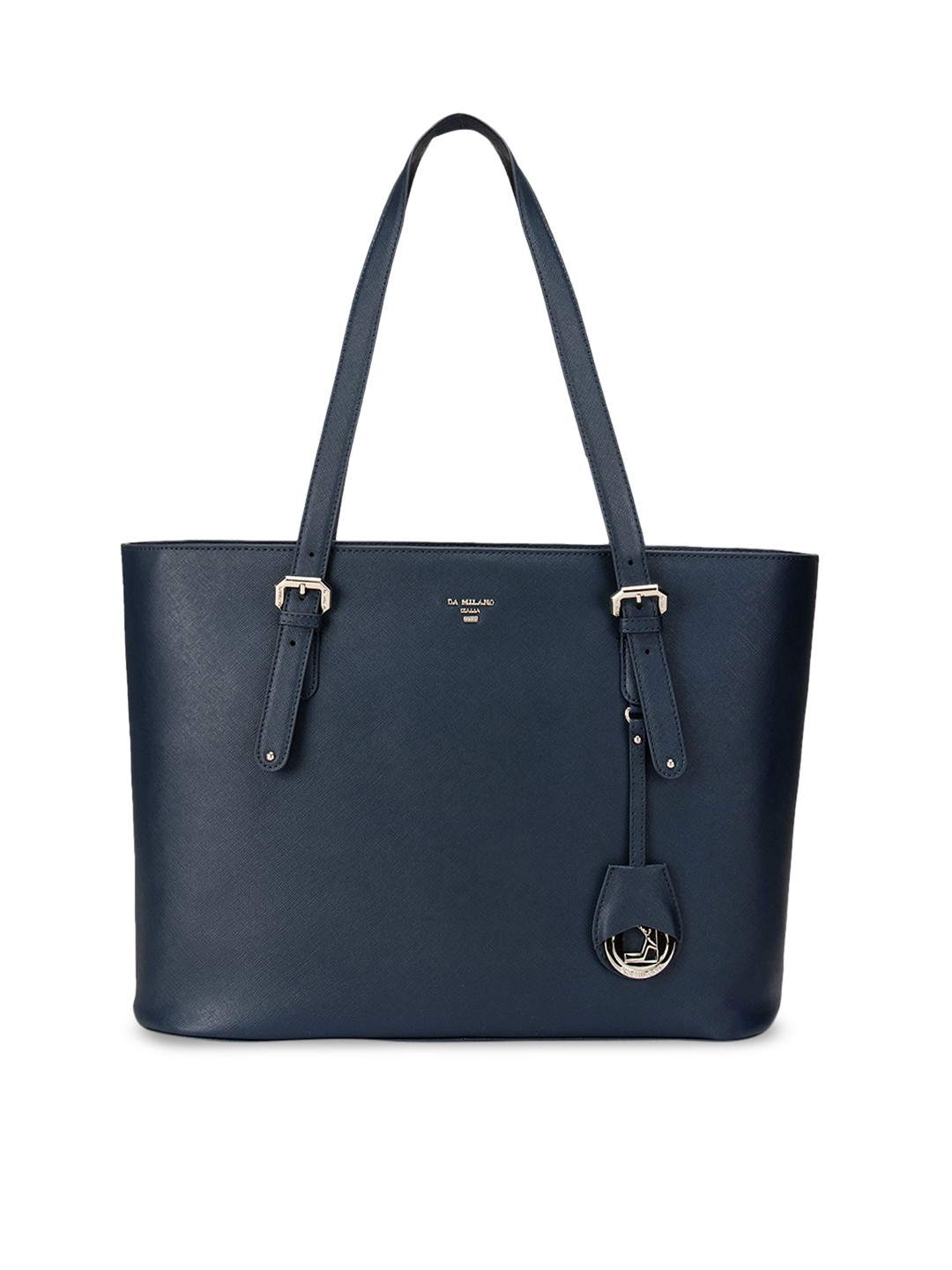 

Da Milano Blue Leather Structured Shoulder Bag