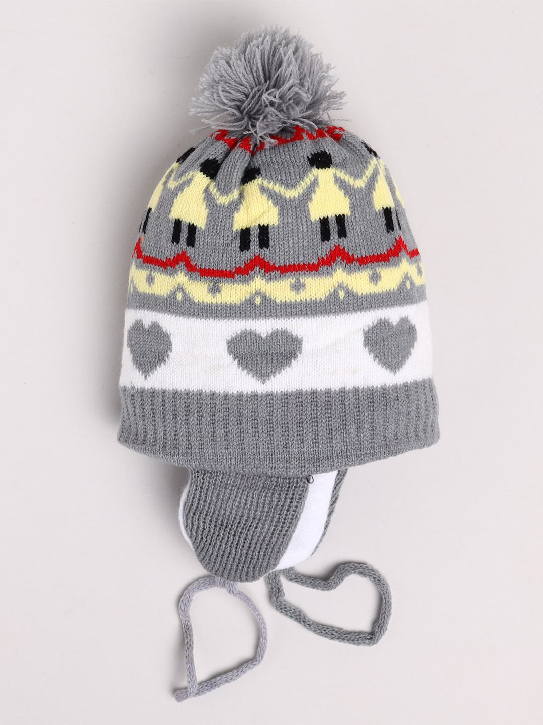

Toonyport Unisex Kids Grey & Yellow Woolen Beanie