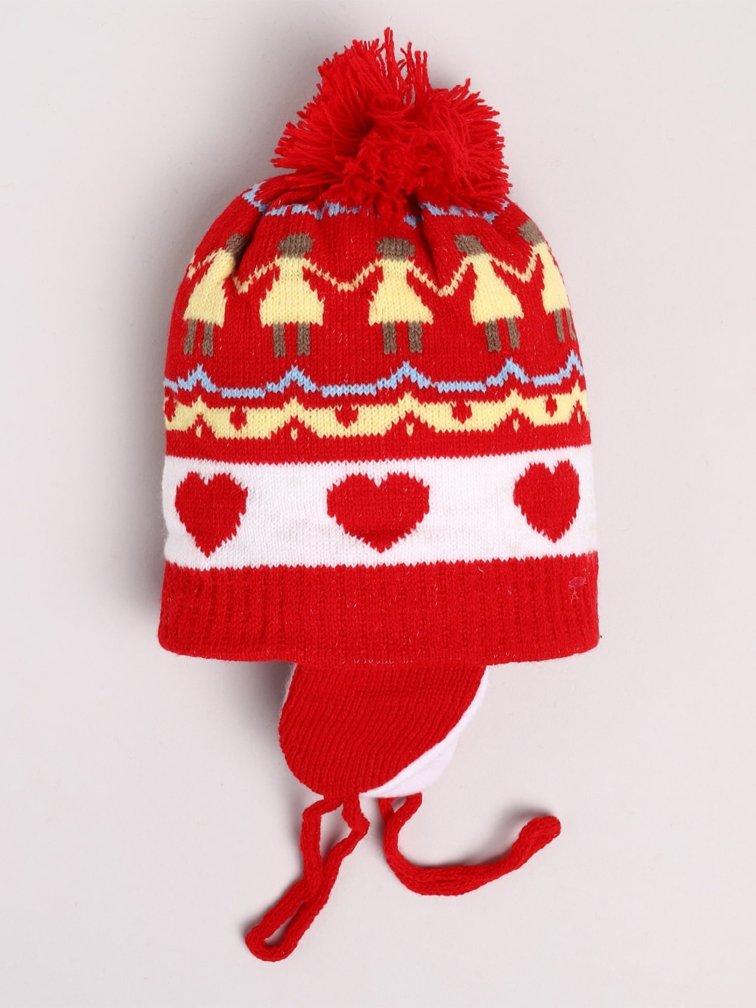 

Toonyport Kids Red & Yellow Printed Woolen Beanie