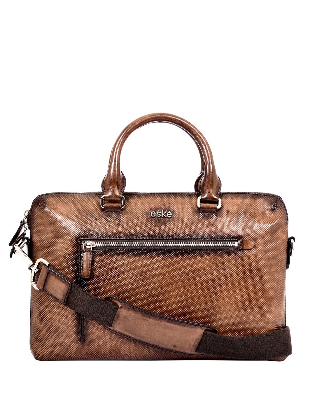 

Eske Men Tan Textured Leather Laptop Bag