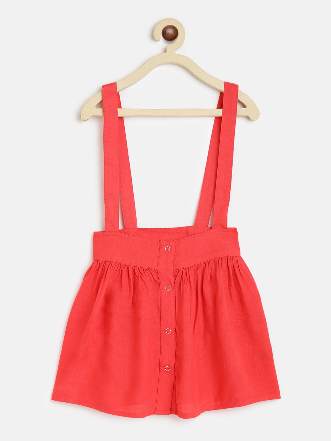 

am ma Girls Rose Solid A-Line Skirt With Suspenders