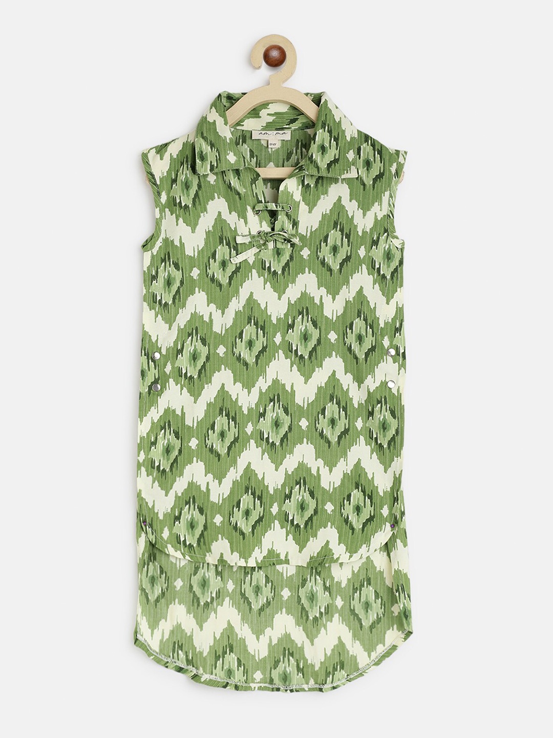 

am ma Girls Green Printed Top