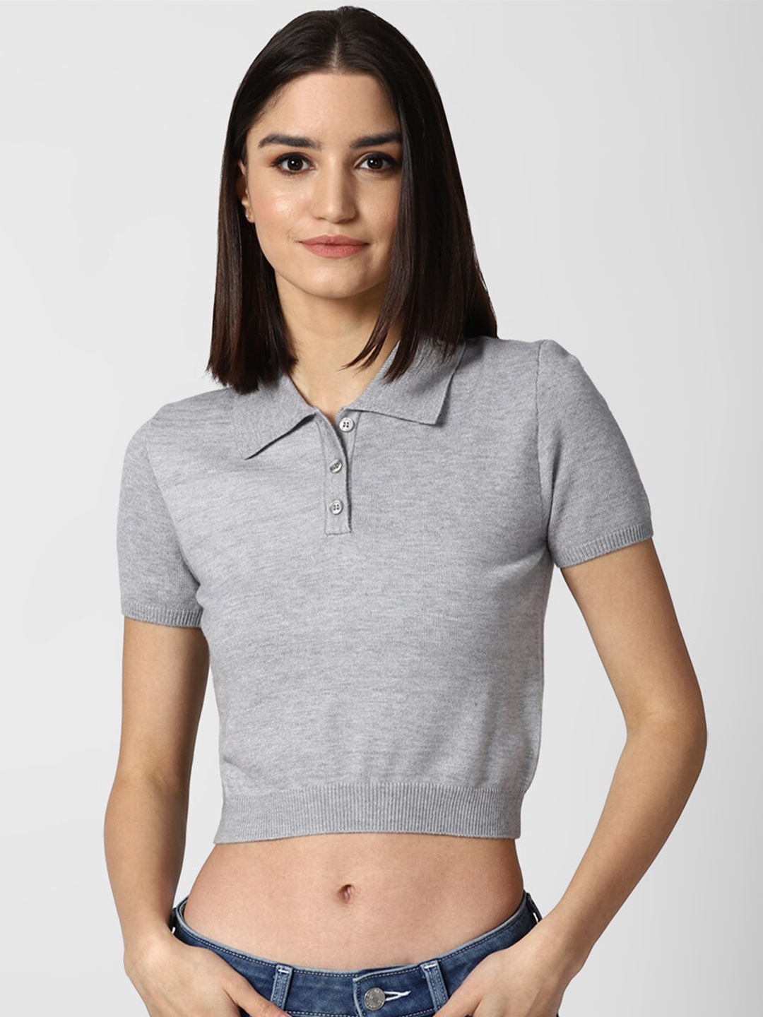 

FOREVER 21 Grey Regular Crop Top