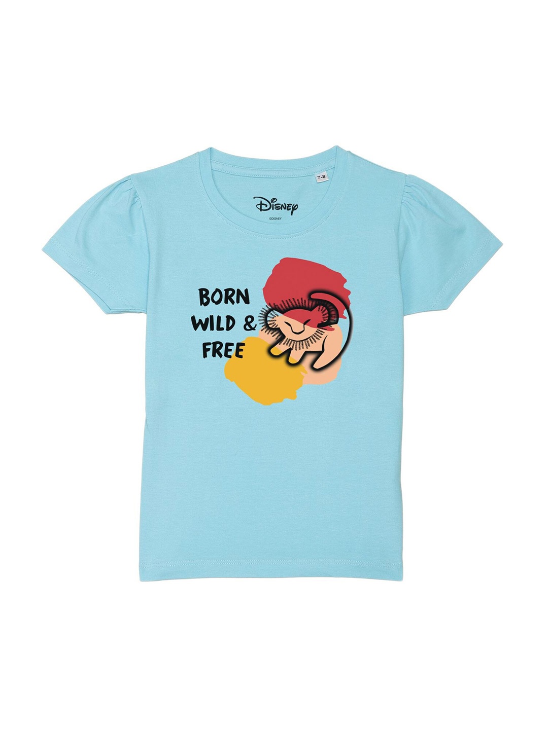 

Disney by Wear Your Mind Girls Blue Typography Printed Applique T-shirt