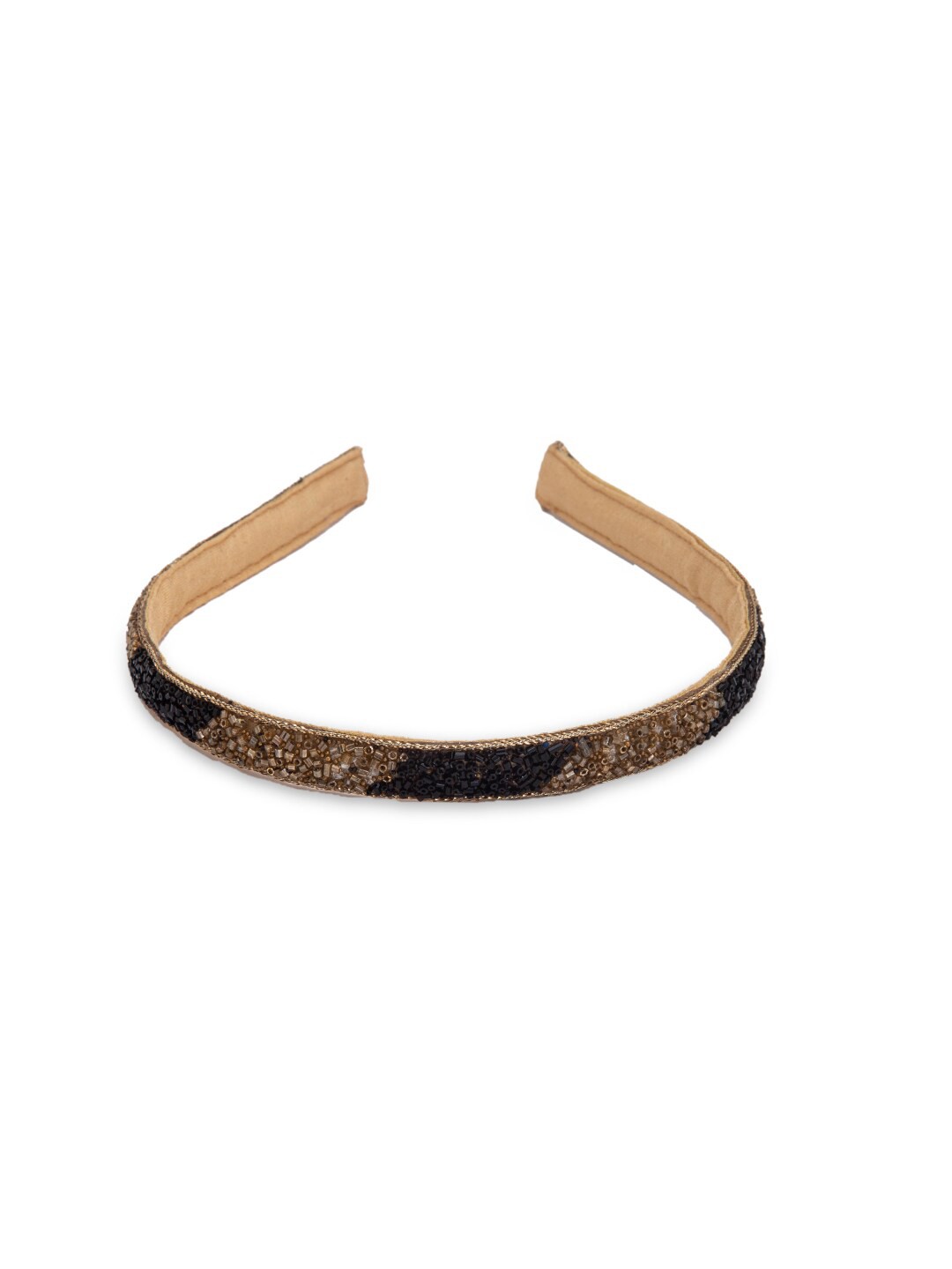 

DEEBACO Women Black & Gold-Toned Glitter Embellished Hairband