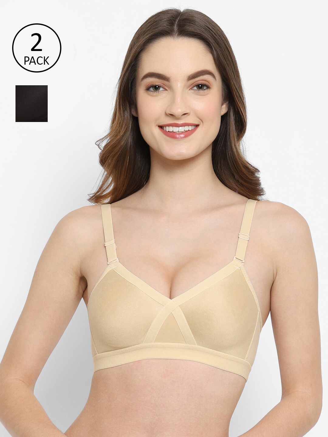 

Floret Pack of 2 T-shirt Non Padded Bra, Beige