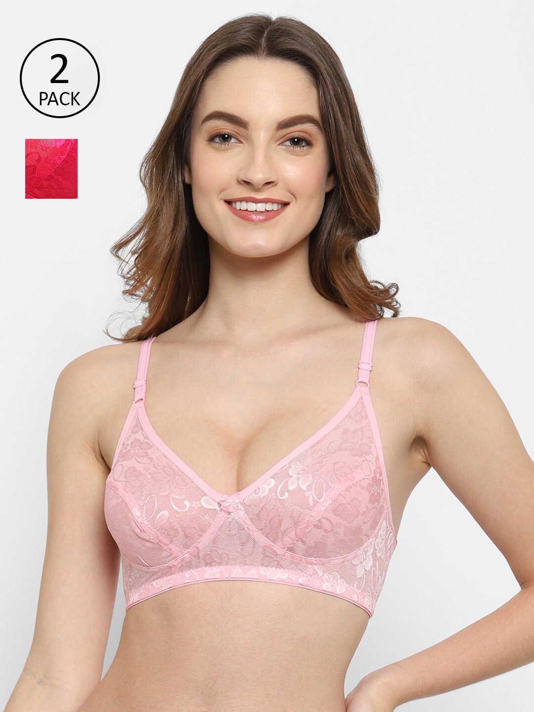 

Floret Pack Of 2 Pink & Red Floral T-shirt Bra