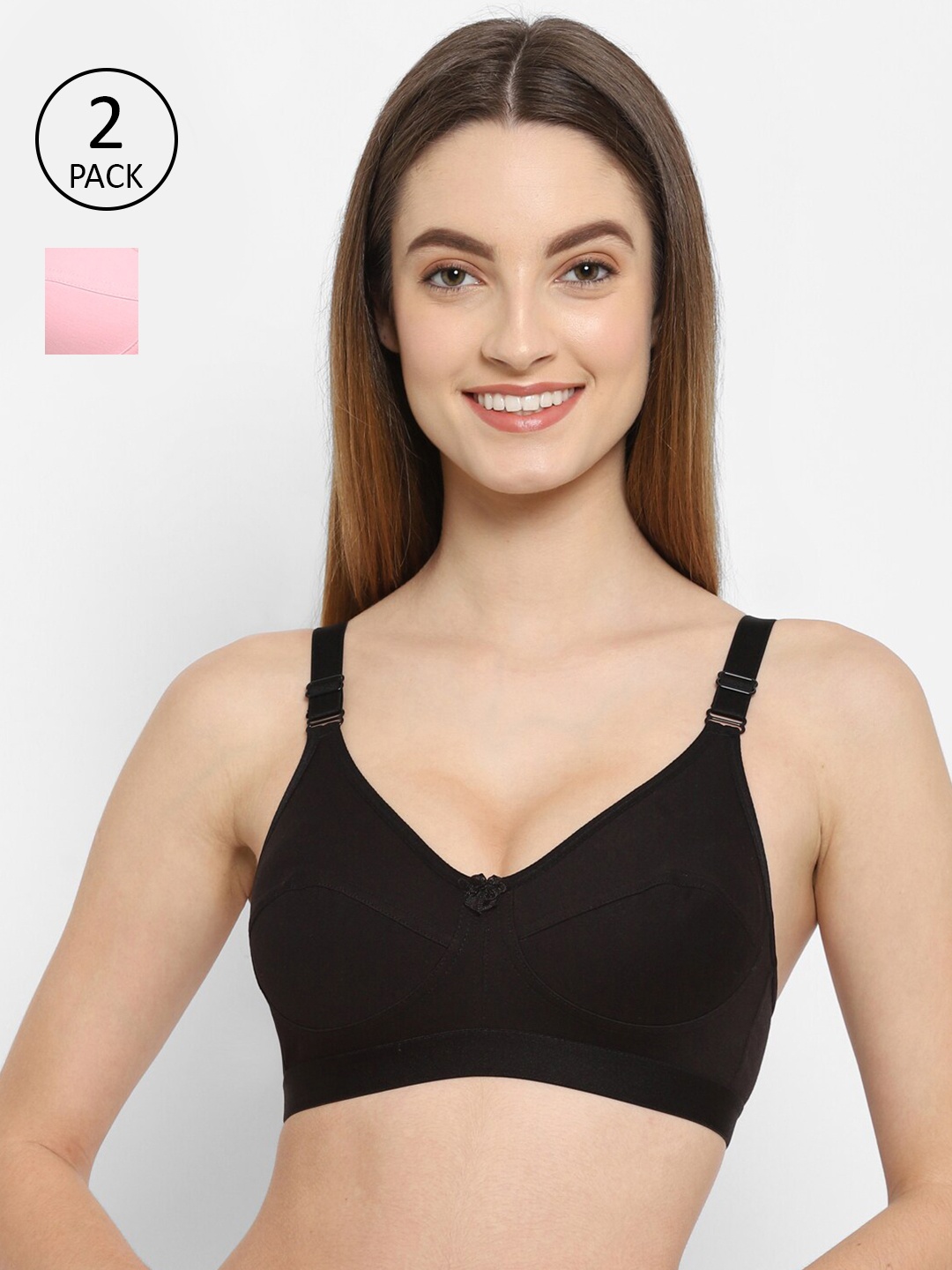 

Floret Pack Of 2 Black & Pink T-shirt Bra Candy_Black-Pink_30B