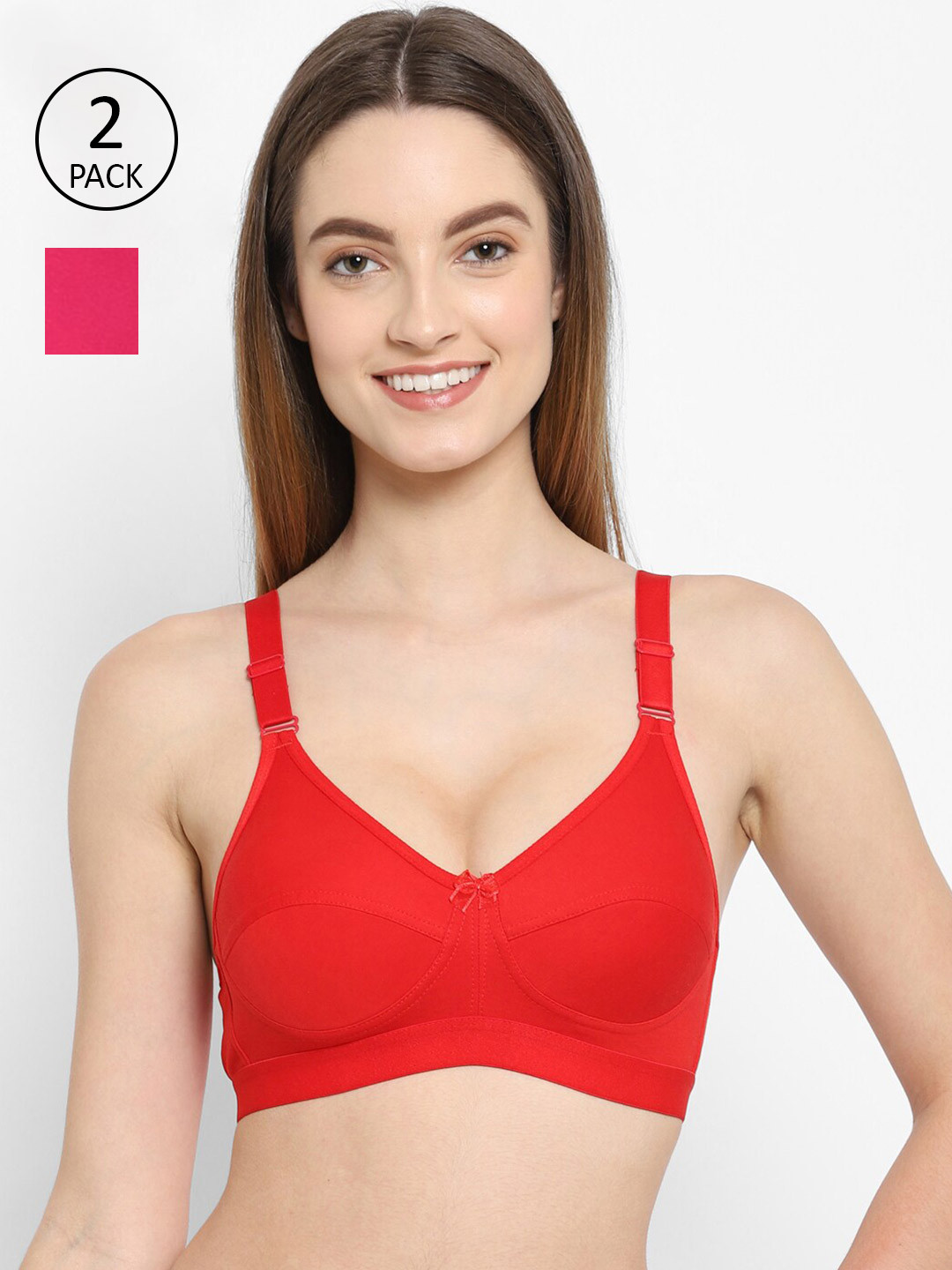 

Floret Pack Of 2 Red & Pink T-shirt Bra