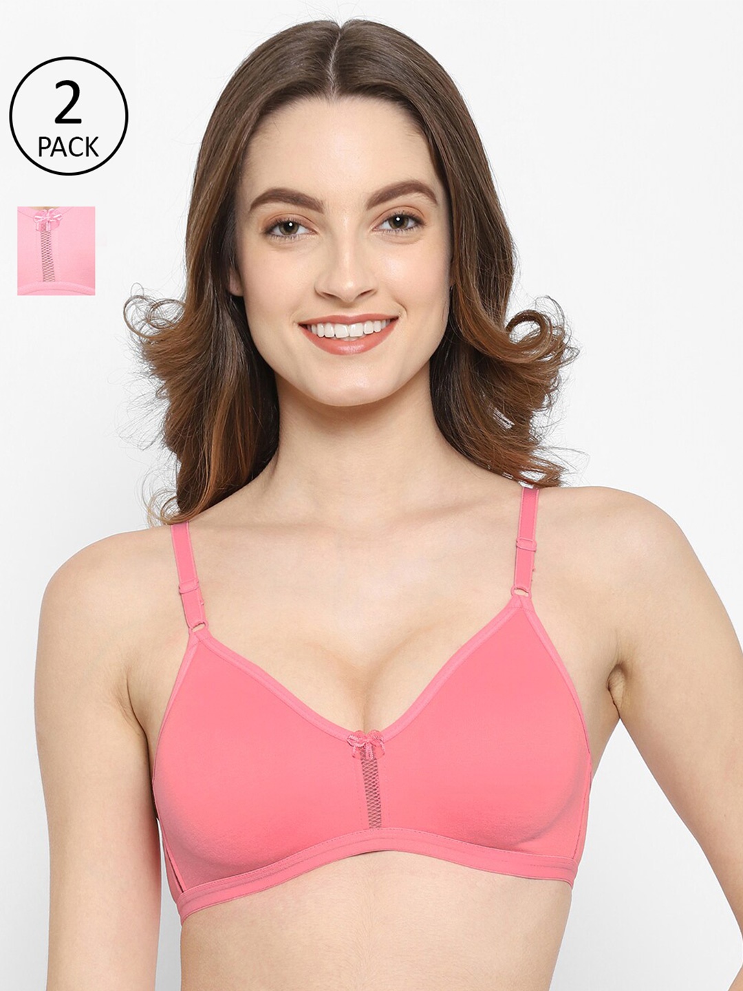 

Floret Rose & Pink Pack Of 2 Solid High Support T-Shirt Bra