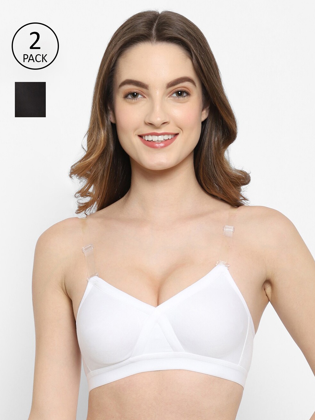 

Floret Pack of 2 White & Black Minimizer Bra T3094_White-Black