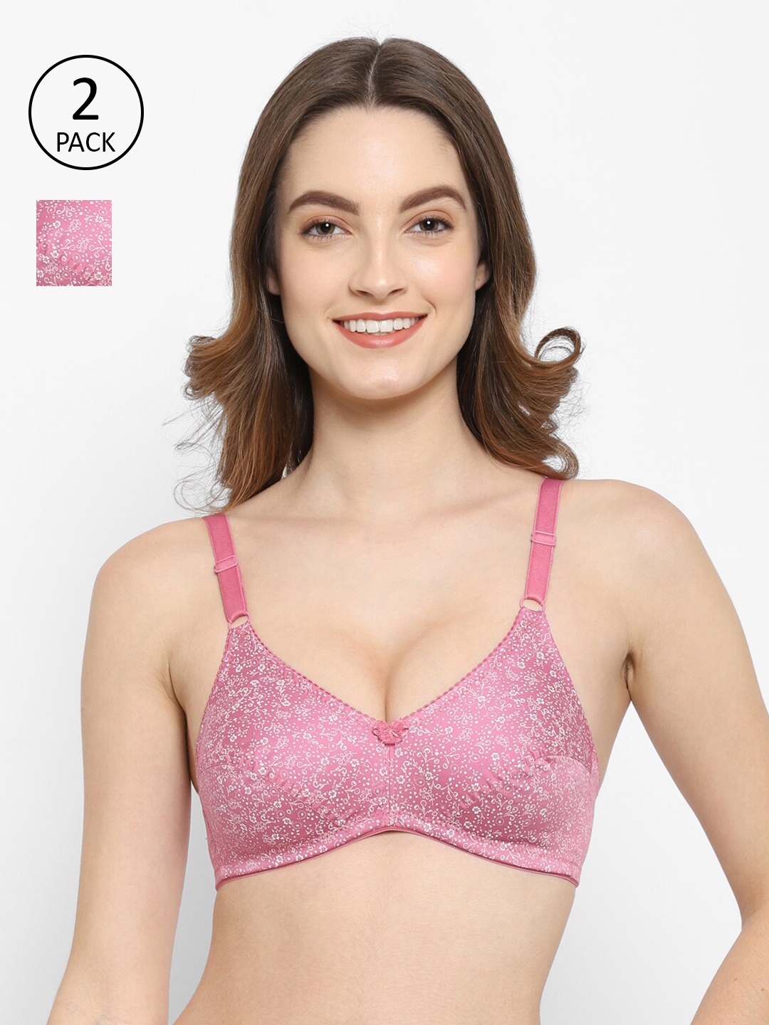 

Floret Pack of 2 T-shirt Non Padded T-shirt Bra, Pink