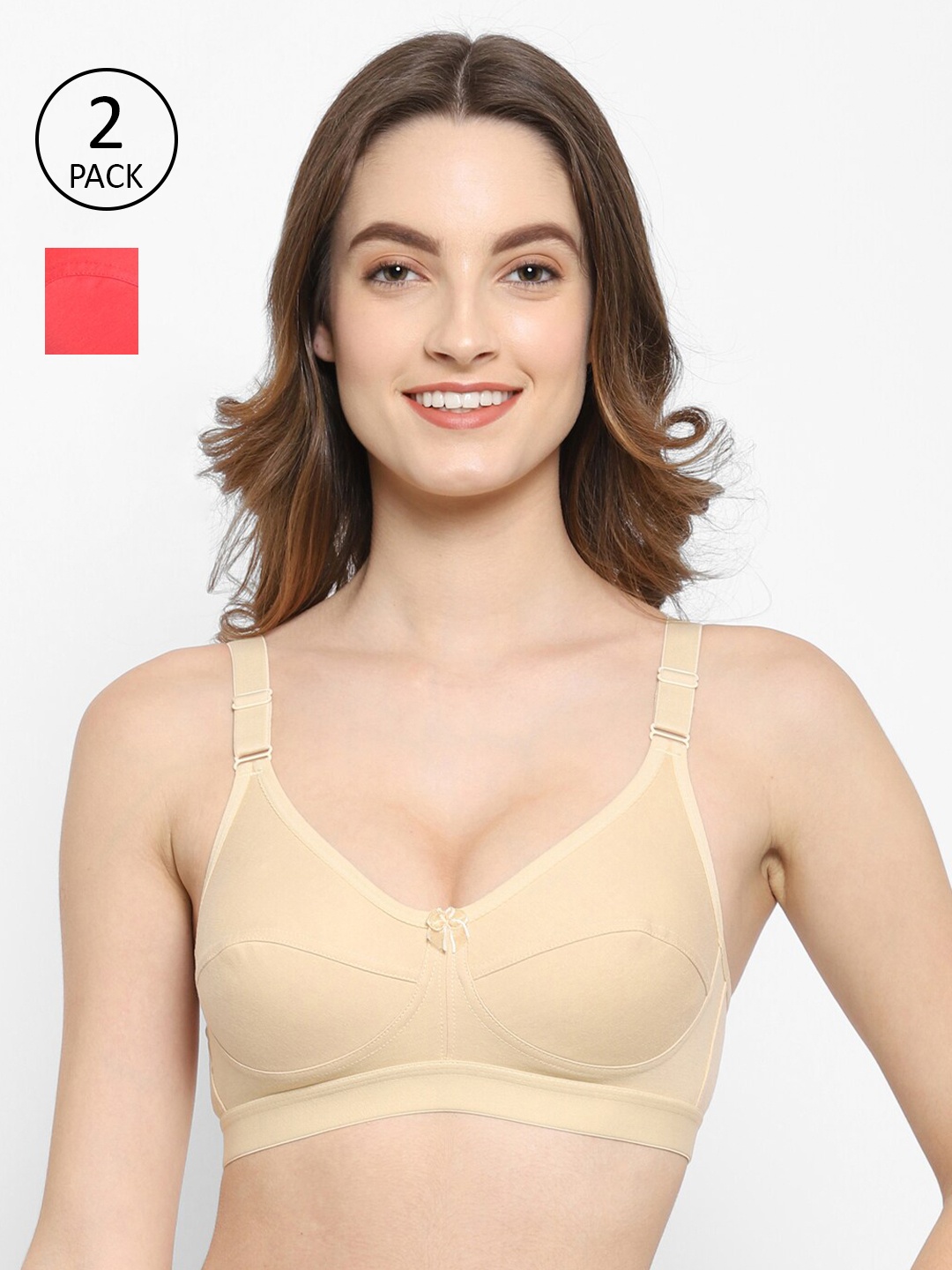 

Floret Set-2 Beige & Red T-shirt Bra