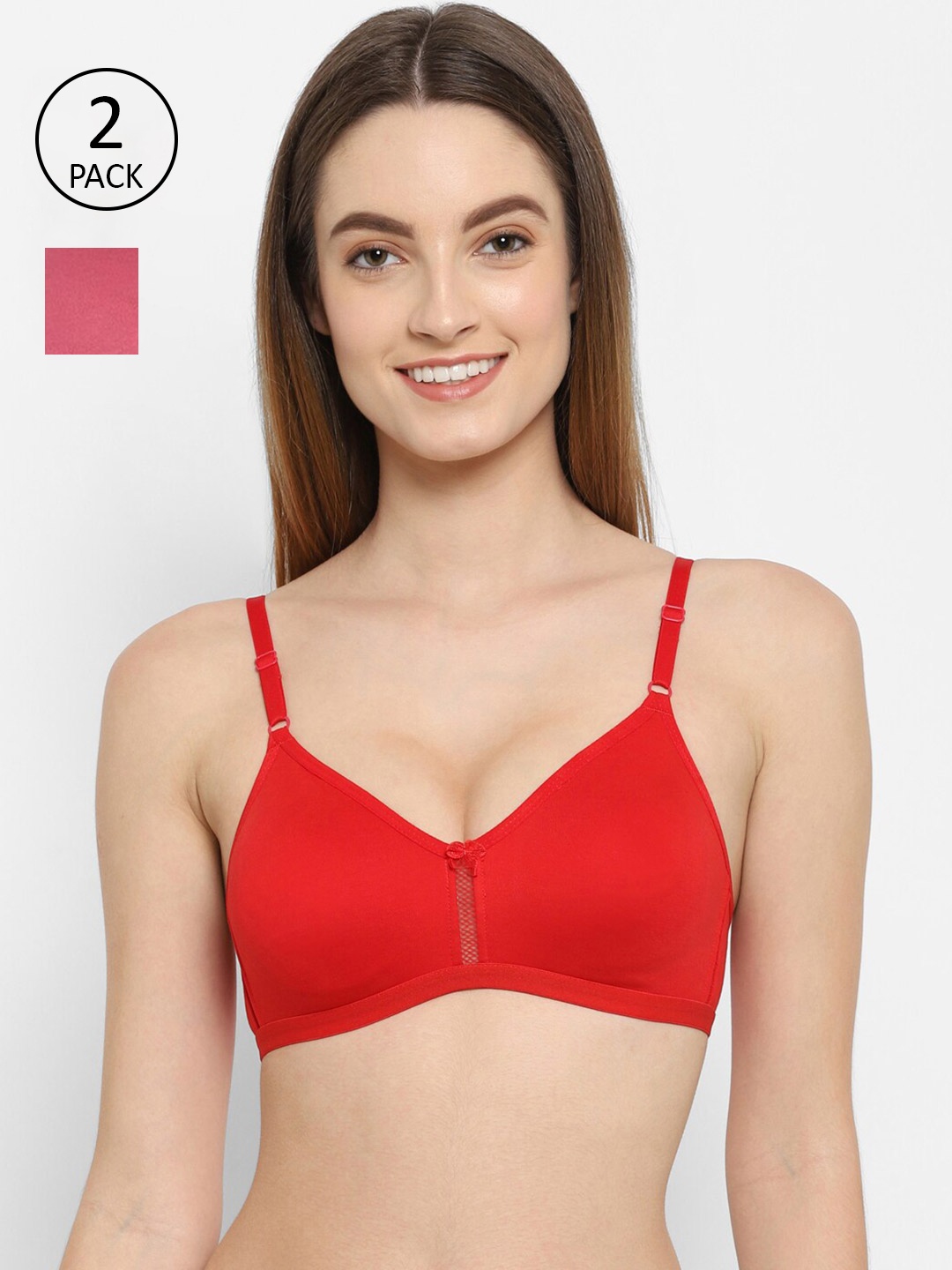 

Floret Red & Maroon Pack Of 2 High Support T-Shirt Bra