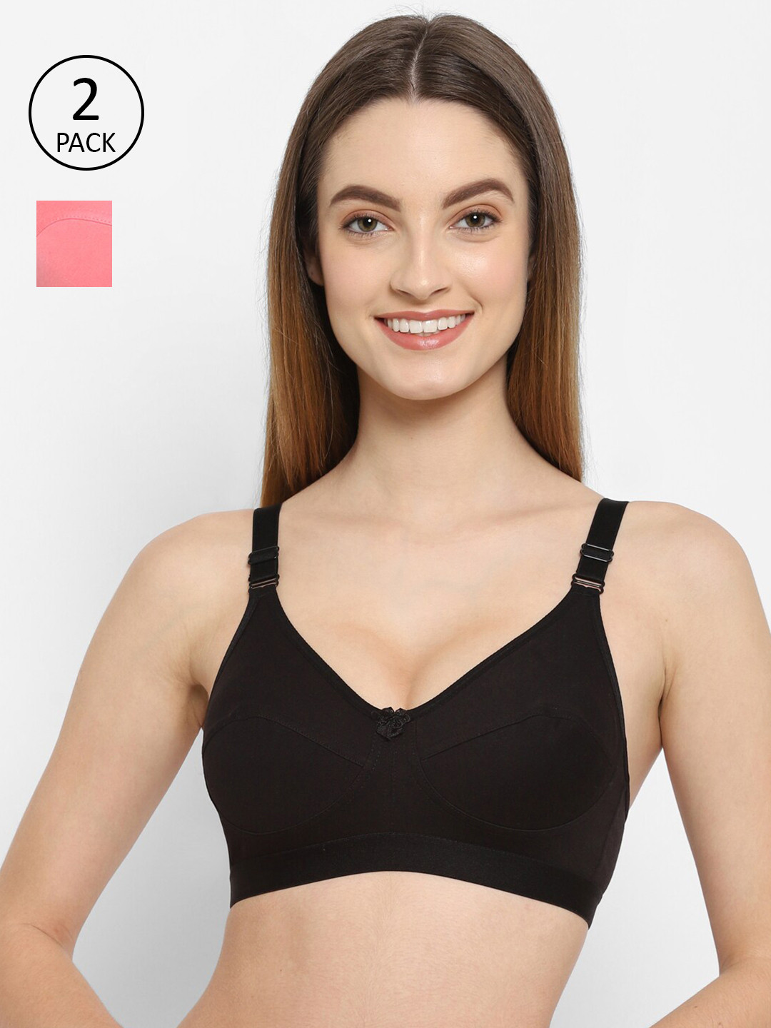 

Floret Pack Of 2 Black & Pink Non-Padded T Shirt