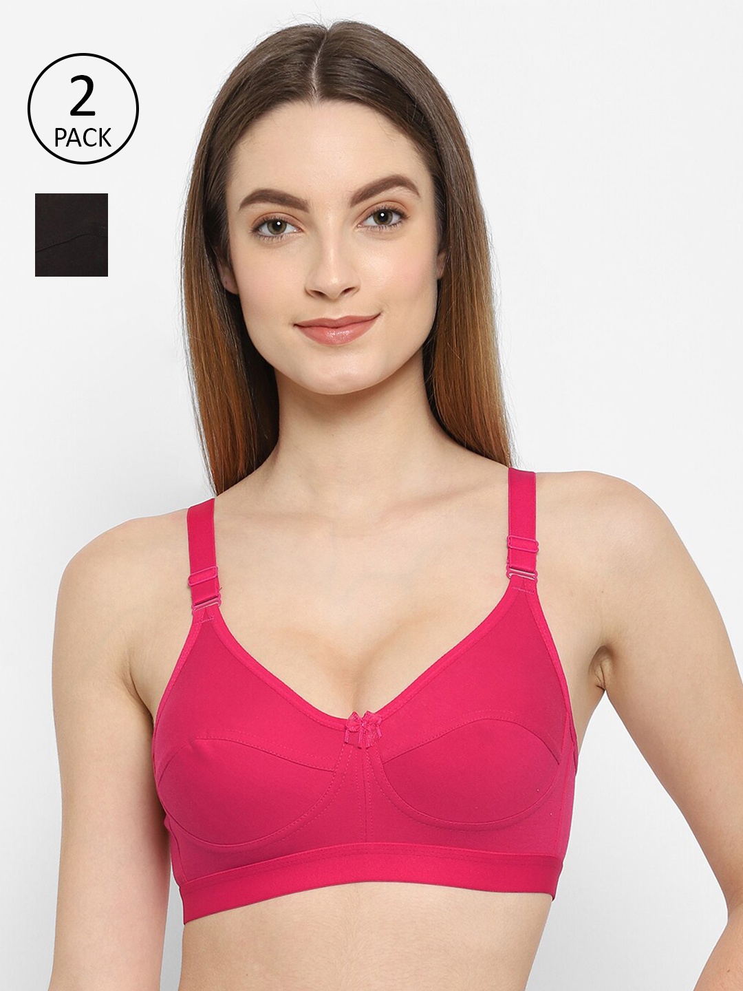 

Floret Pack Of 2 Black & Pink T-shirt Bra Candy_Black-Magenta_30B