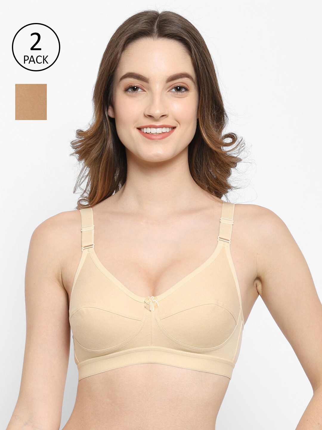 

Floret Pack of 2 T-shirt Non Padded Bra, Beige