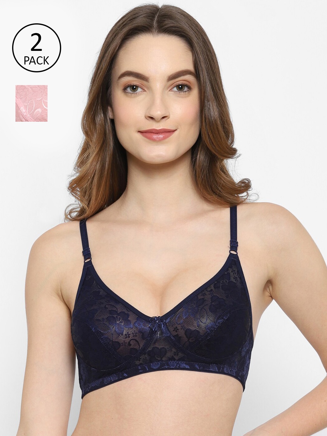 

Floret Pack Of 2 Navy Blue & Pink T-shirt Bra Akansha_N.Blue-Pink_30B