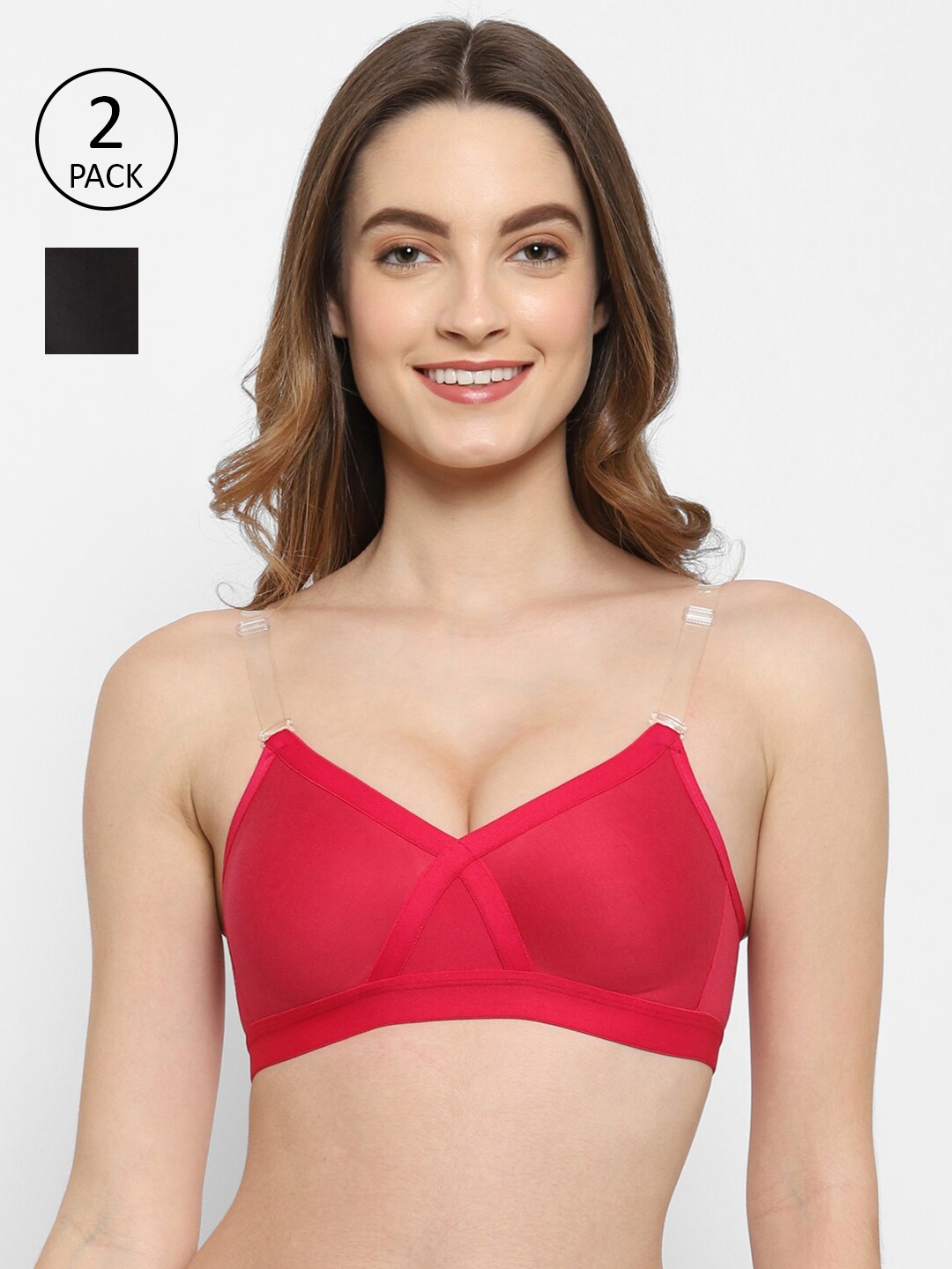 

Floret Pack Of 2 Magenta & Black Minimizer Bra