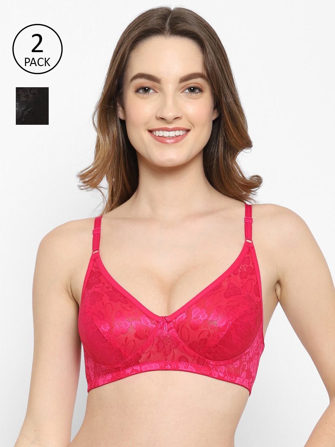 

Floret Pack of 2 T-shirt Non Padded Bra, Magenta