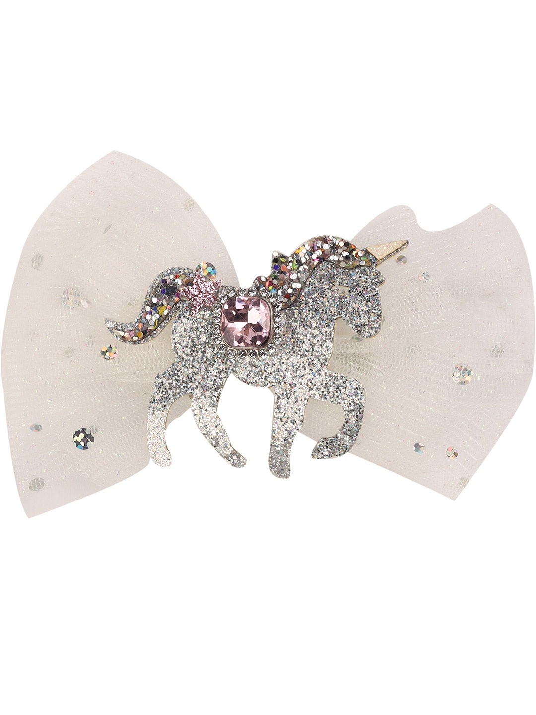 

Yellow Bee Girls Pink & Silver-Toned Embellished Alligator Hair Clip