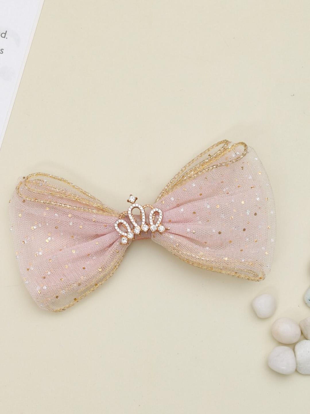 

Yellow Bee Girls Pink & Gold-Toned Embellished Alligator Hair Clip