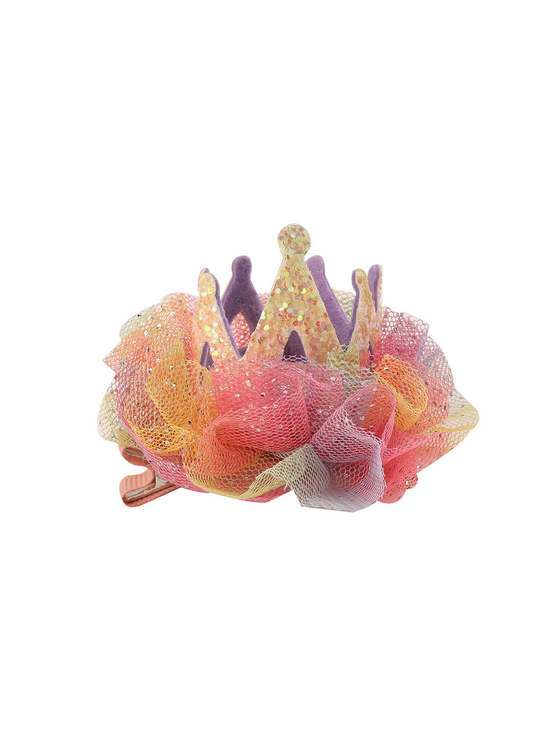 

Yellow Bee Girls Multicoloured Crown Embellished Alligator Hair Clip, Multi