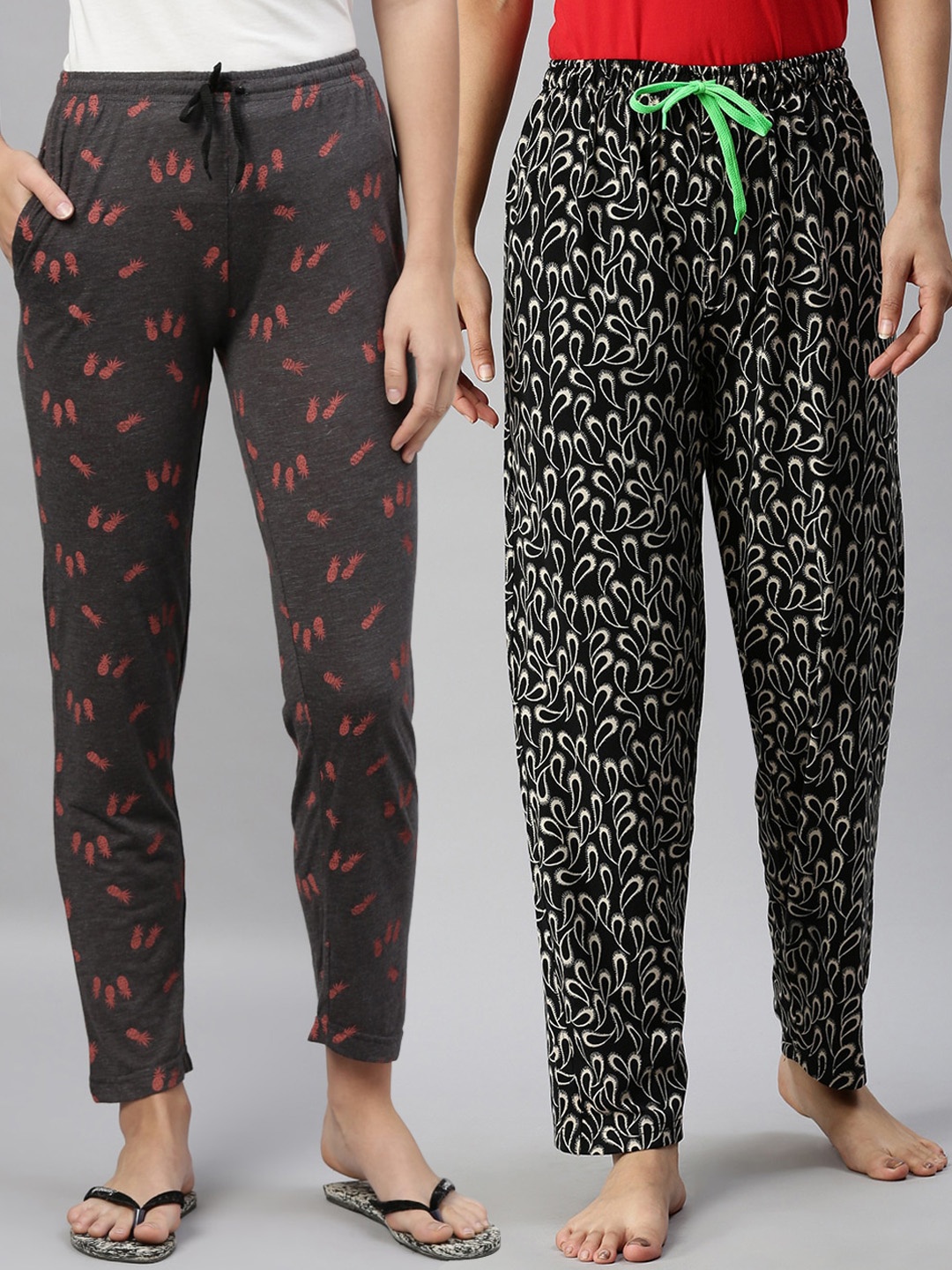 

Kryptic Woman Pack of 2 Grey & Black Lounge Pants, Grey melange