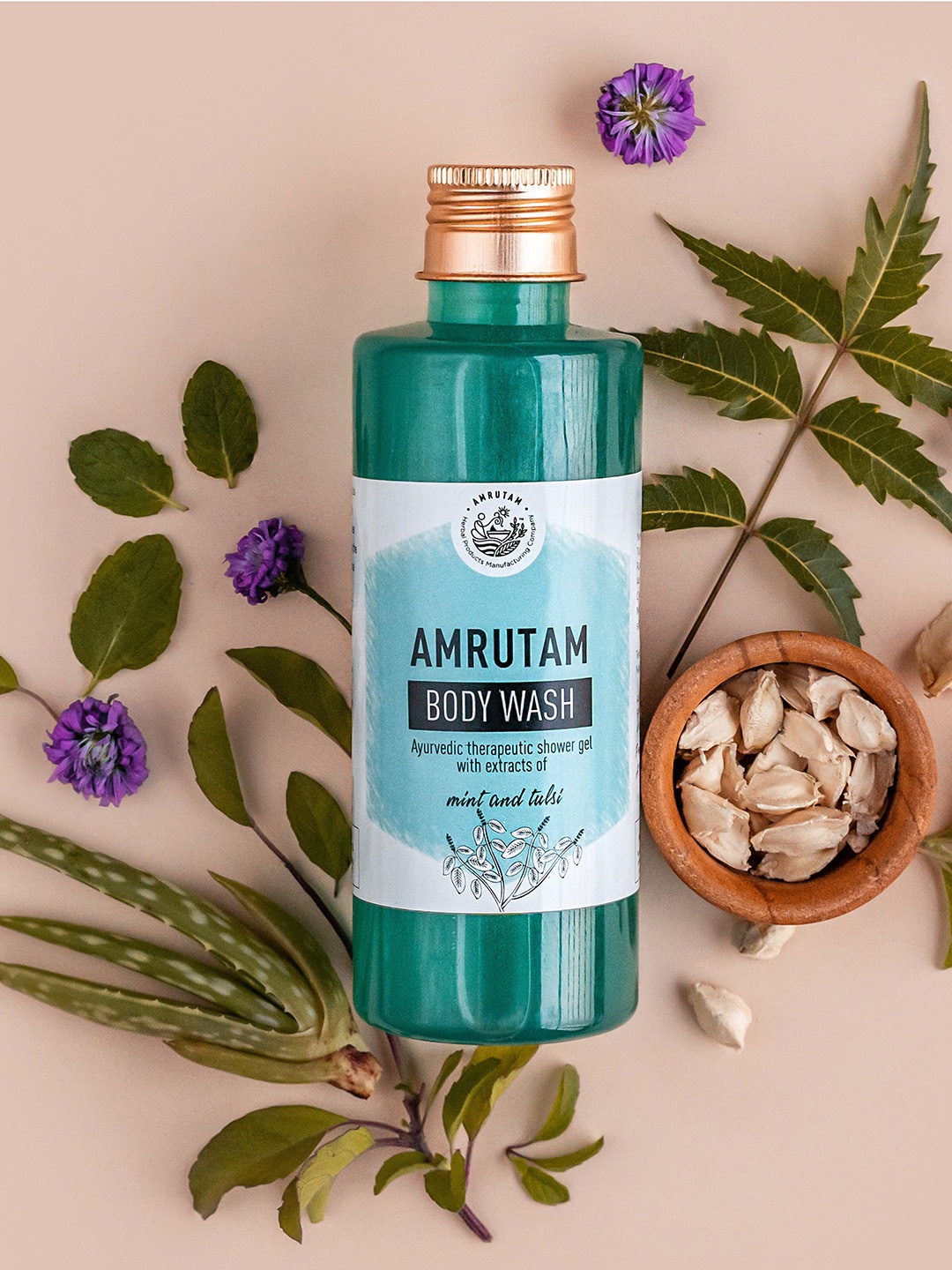 

AMRUTAM Sustainable Body Wash With Aloe Vera - Mint Tulsi - 200 ml, Blue