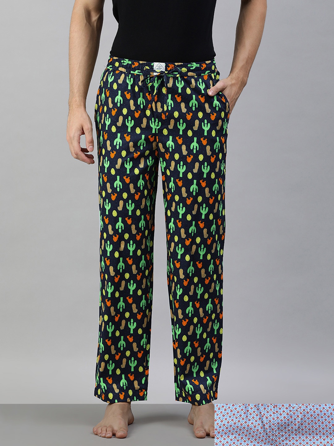 

abof Men Pack Of 2 Printed Pure Cotton Lounge Pants, Multi
