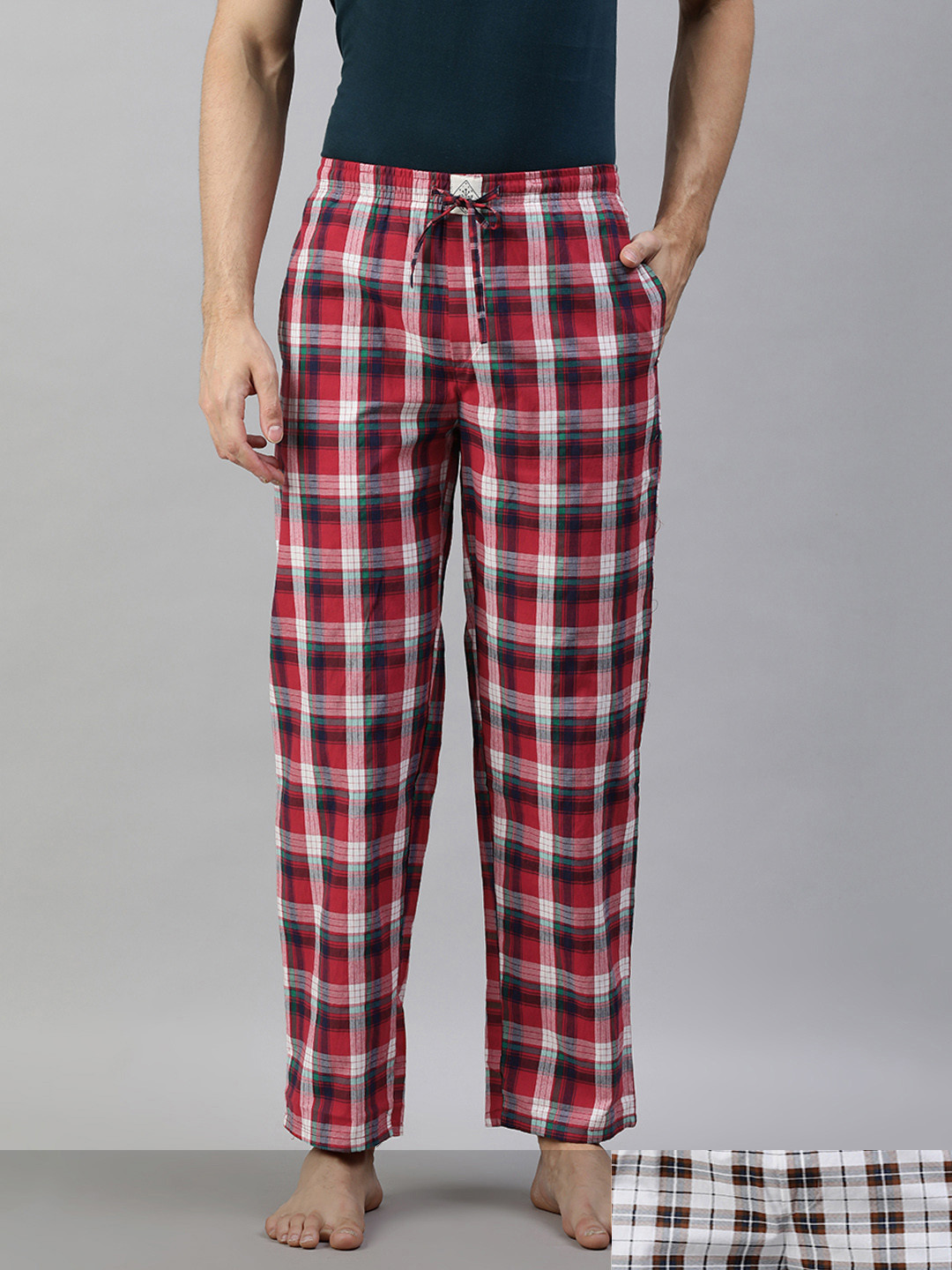

abof Men Pack of 2 Multi Printed Mid Rise Elasticated Pure Cotton Casual Lounge Pants