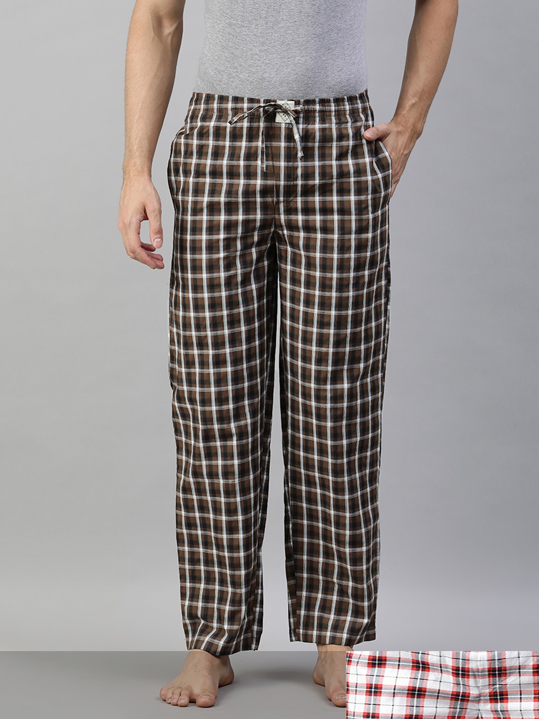 

abof Men Pack Of 2 Printed Pure Cotton Lounge Pants, Multi
