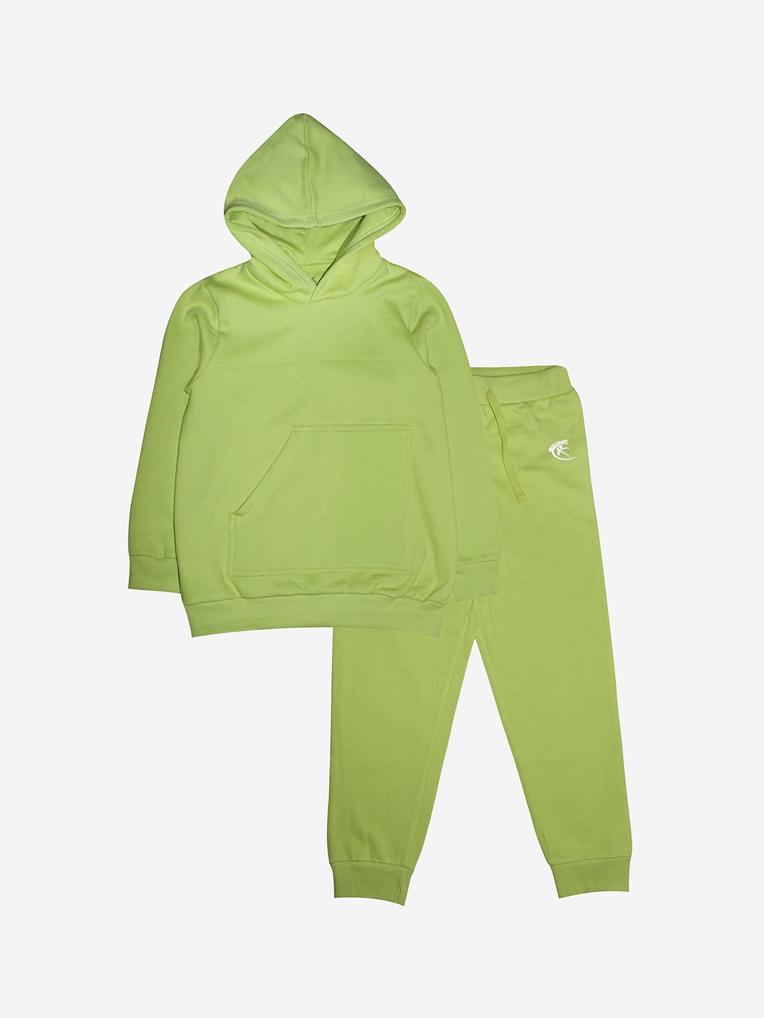 

KiddoPanti Kids Green Solid Pure Cotton Tracksuit