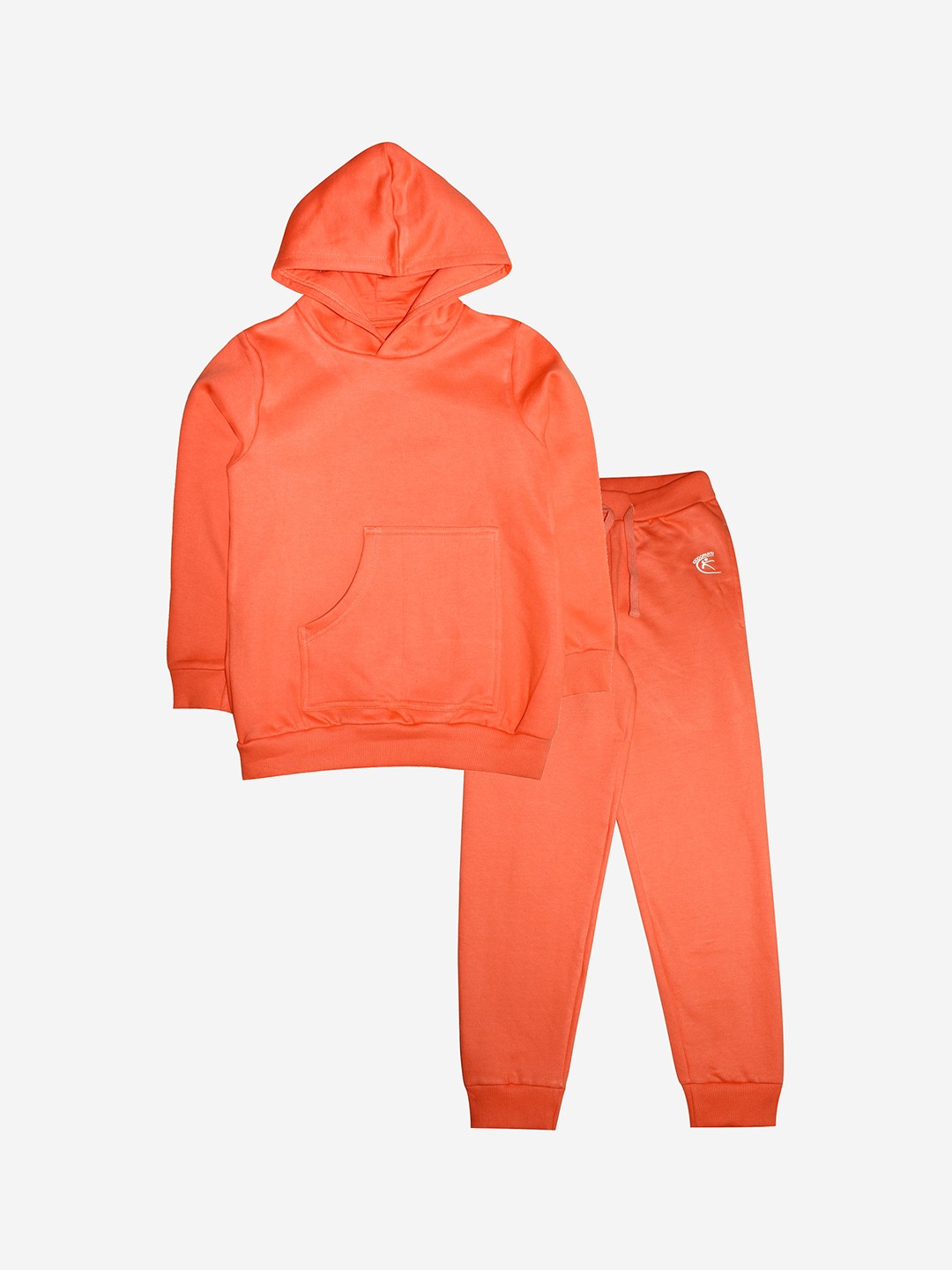 

KiddoPanti Kids Orange Solid Pure Cotton Hooded Tracksuit