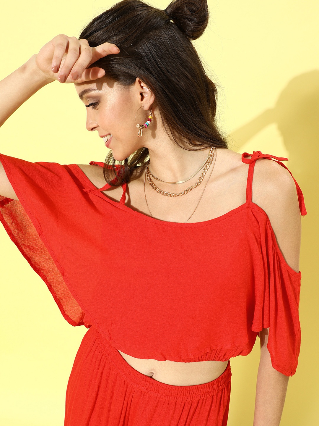

Cation Woman Gorgeous Red Solid Top with Palazzos