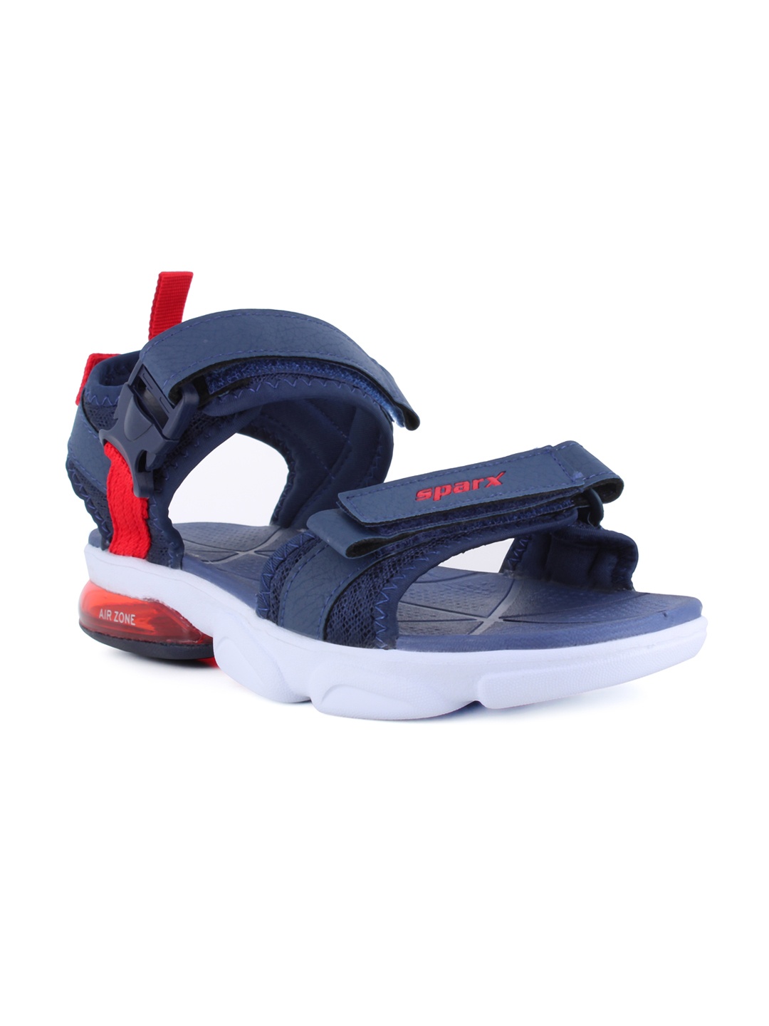 

Sparx Men Navy Blue & Red Solid Floater Sandals