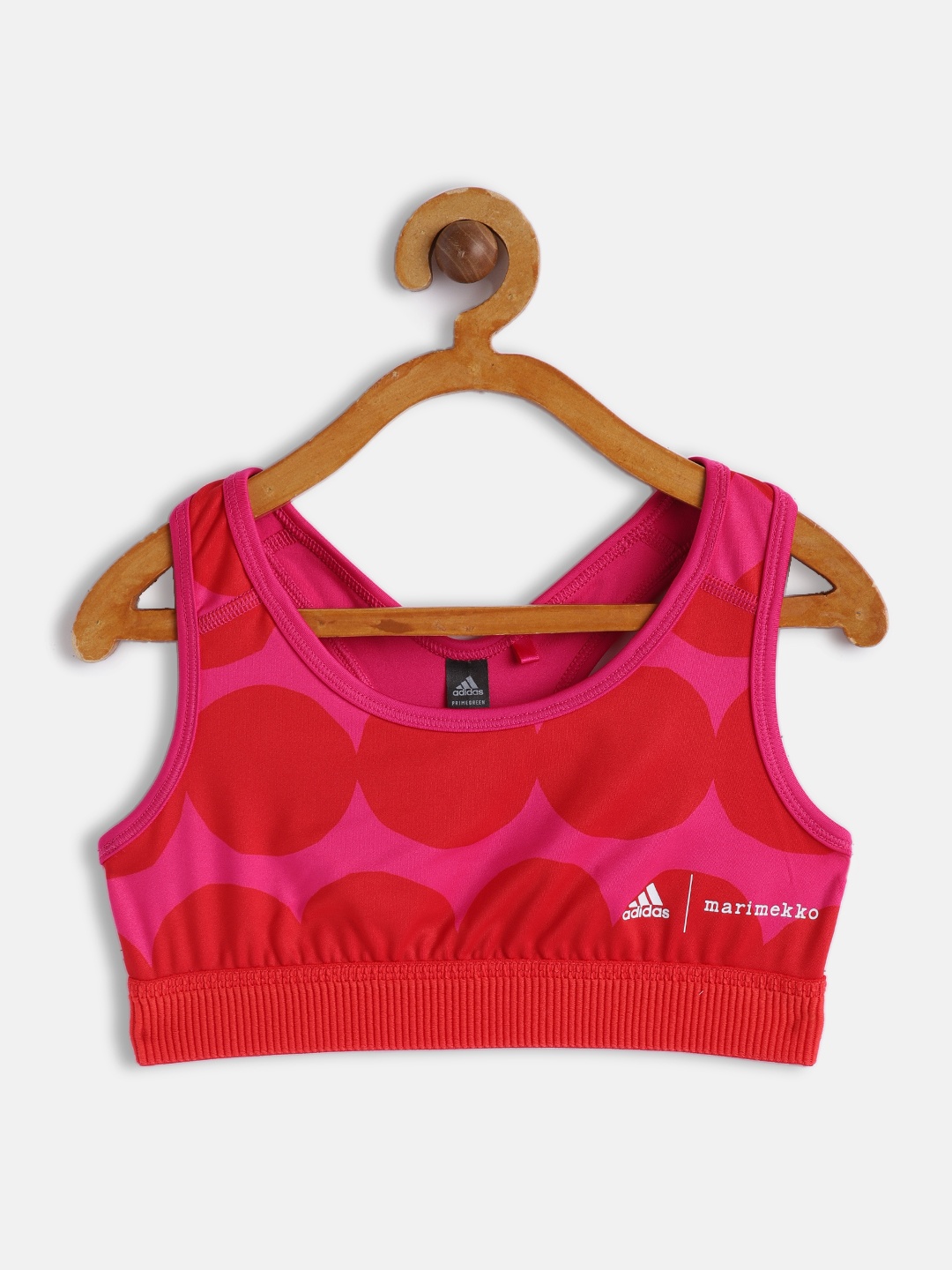 

ADIDAS Girls Pink & Red Printed Sustainable Sports Bra