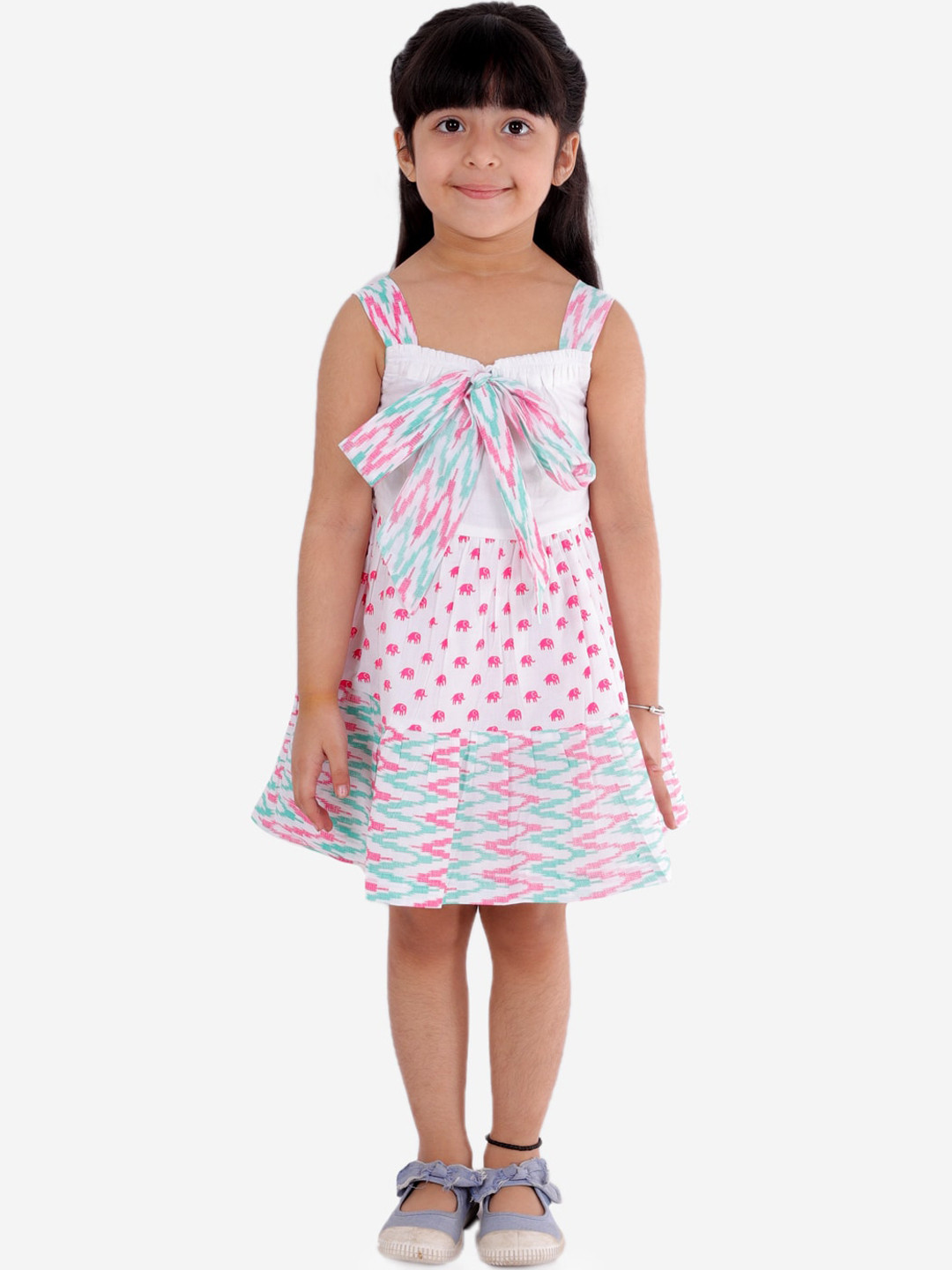

LIL DRAMA Pink & White A-Line Dress