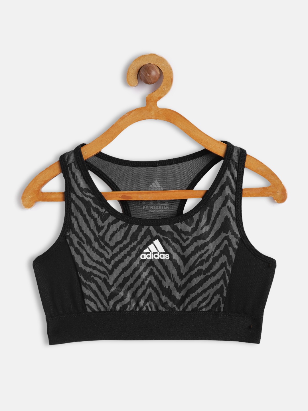 

ADIDAS Girls Black & Grey Printed Sustainable Sports Bra