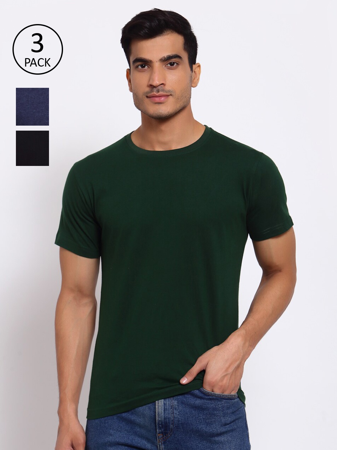 

FERANOID Men Pack Of 3 Pockets T-shirt, Green