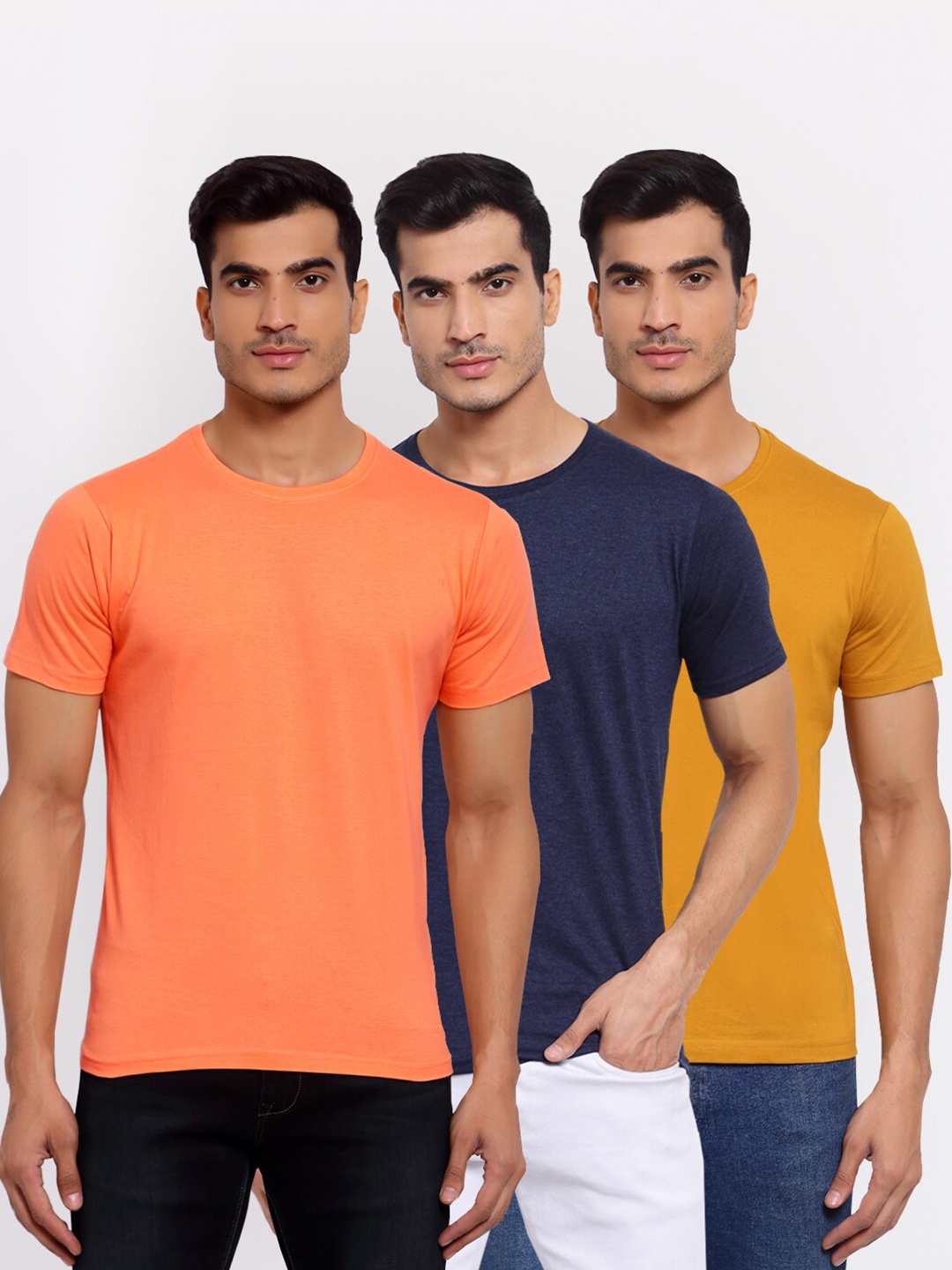 

FERANOID Men Pack of 3 T-shirts, Peach