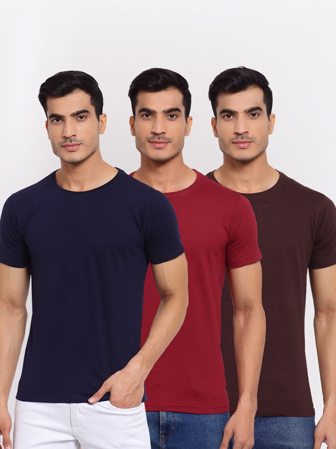 

FERANOID Men Pack Of 3 Multicoloured T-shirts, Multi