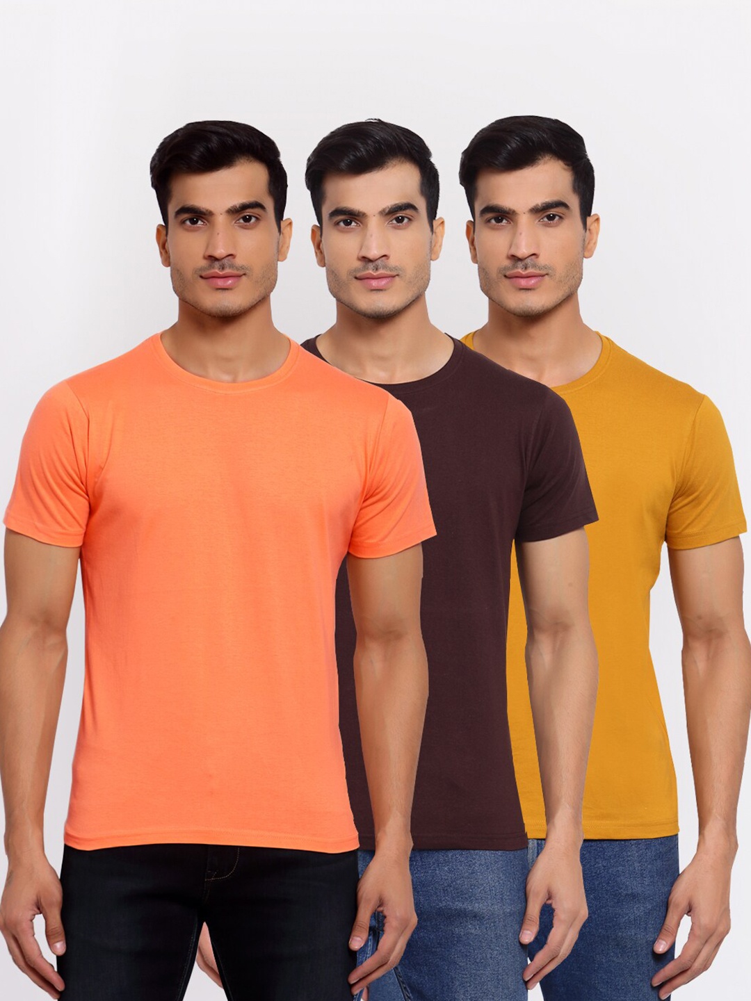 

FERANOID Men Peach-Coloured 3 V-Neck Pockets T-shirt