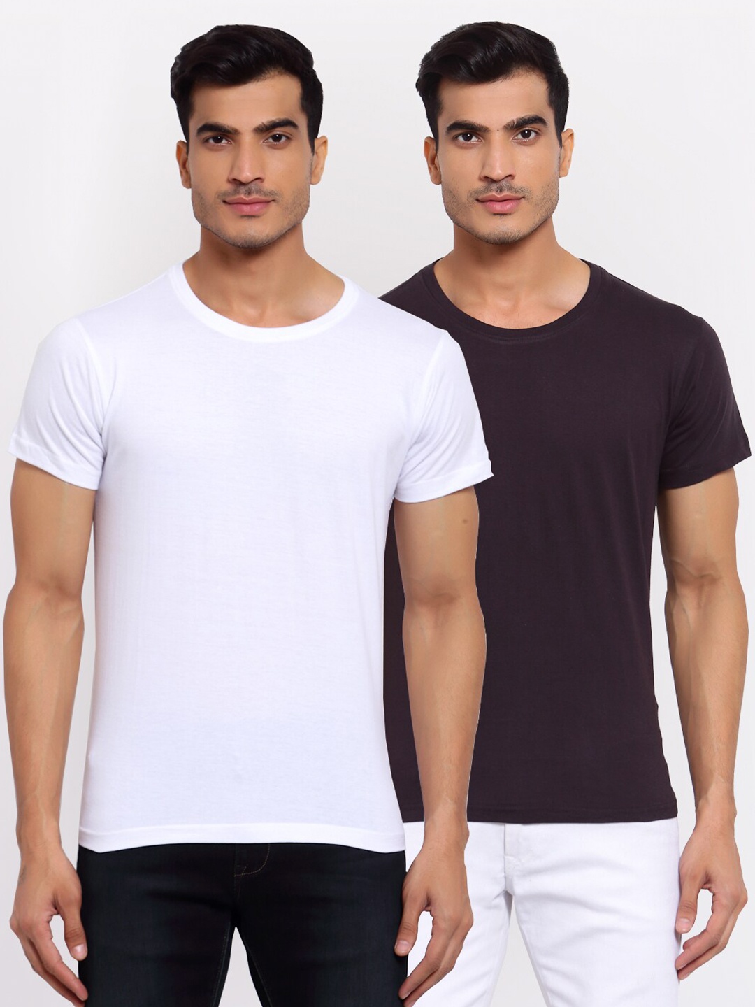 

FERANOID Men White & Purple Pack of 2 T-shirts