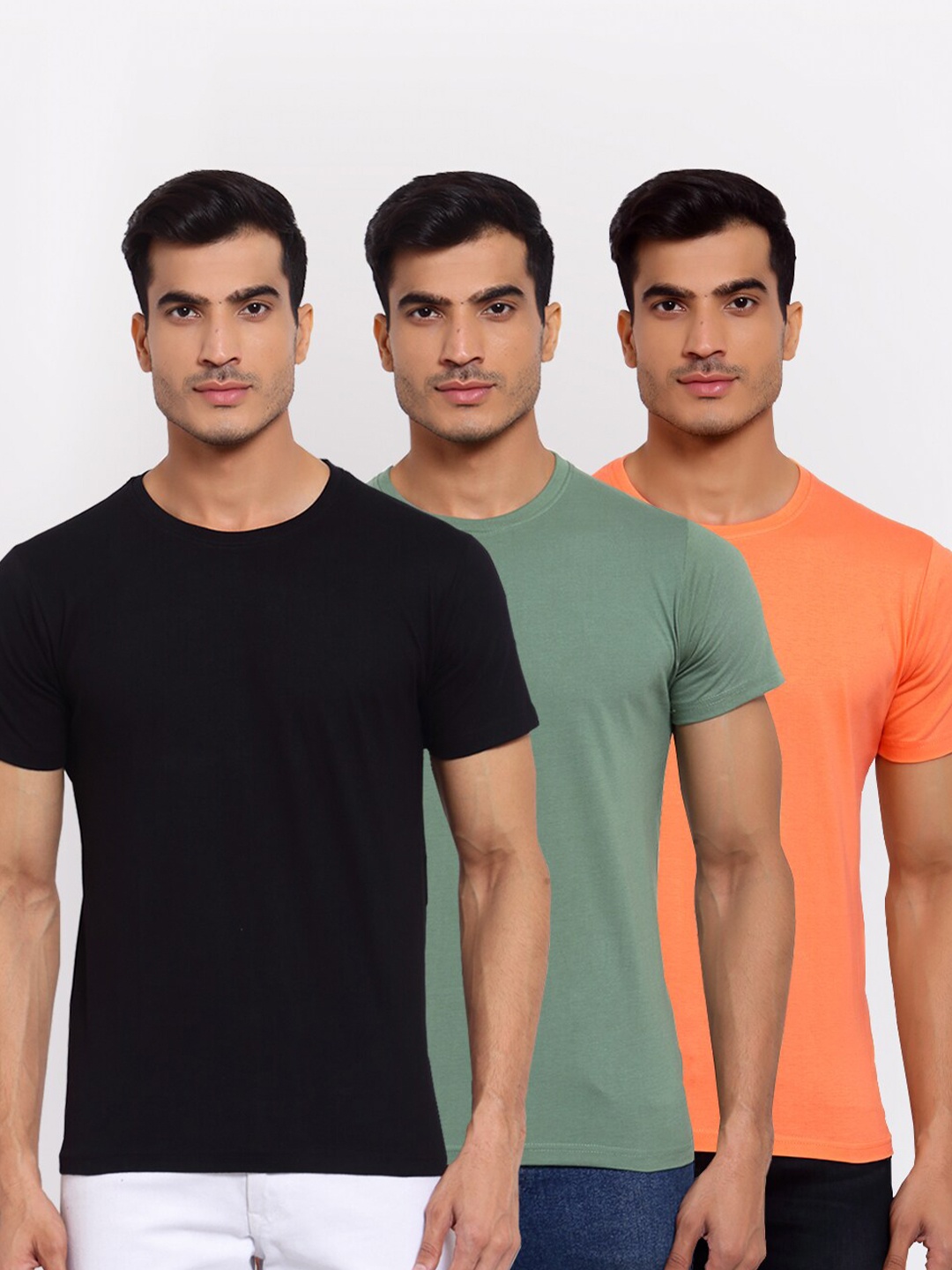 

FERANOID Men Pack of 3 Cotton T-shirt, Black