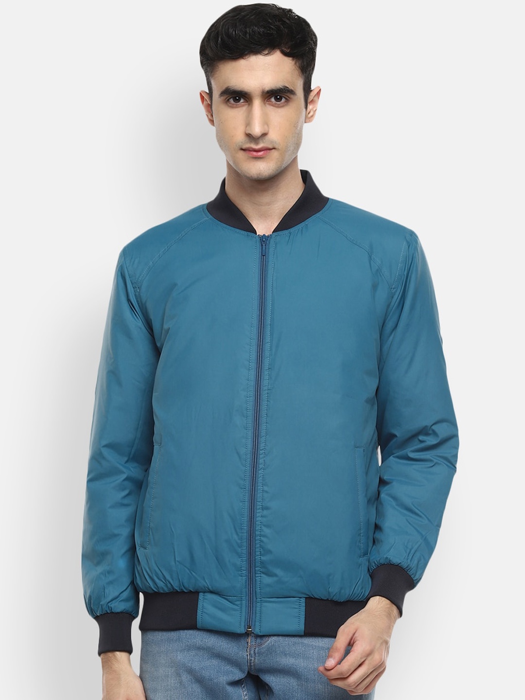 

Red Chief Men Blue Water Resistant Longline Bomber Jacket